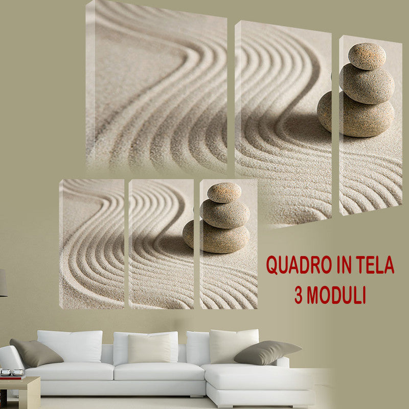 QUADRI MODERNI TELA ARTE 120X90 3PZ STILE ZEN ARTE ARREDO GIARDINO ZEN LIVING