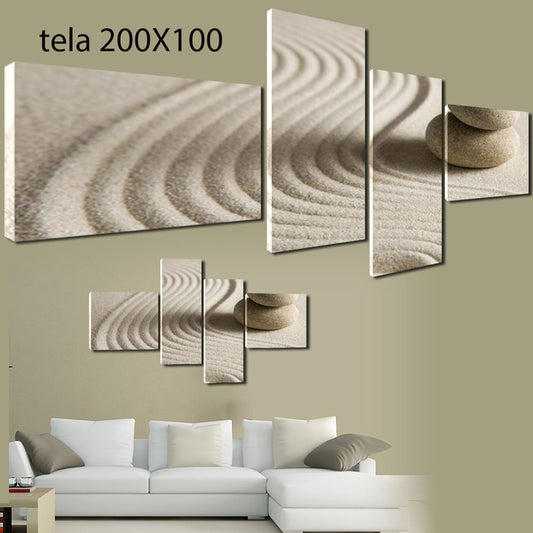 QUADRI MODERNI TELA 200x100 4pz STILE ZEN ARTE ARREDO GIARDINO ZEN LIVING