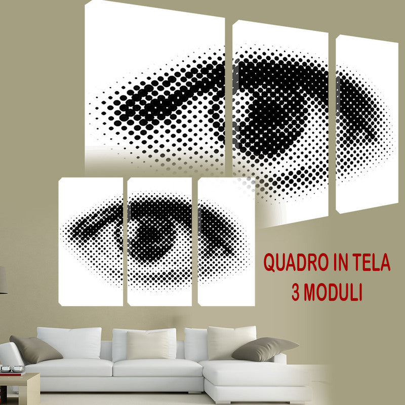 QUADRI MODERNI TELA ARTE 120X90 3PZ  OCCHIO EYE ARREDO ARTE ARREDAMENTO BLACK