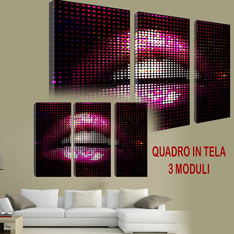 QUADRI MODERNI TELA ARTE 120X90 3PZ  LABBRA LIPS ARREDAMENTO ARREDO ARTE STILE