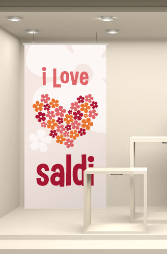 FONDALI SALDI INVERNALI 2X1 VETRINE I LOVE SALE FUORI TUTTO STOCK PREZZO AFFARE