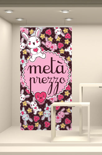 FONDALI  2X1 VETRINE COLORATE PREZZO NEGOZI BAMBINI METà PREZZO CONIGLIETTI