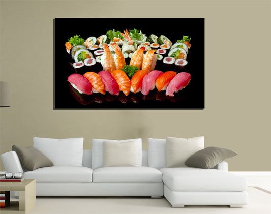 QUADRI MODERNI TELA 100X50 ARTE ARREDO JAPANESE FOOD SUSHI ORIENTALE ORIENTE