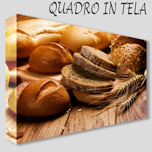 QUADRI MODERNI TELA XXL 200X125 PANE PANIFICIO GRANO CIBO FOOD PANETTERIA