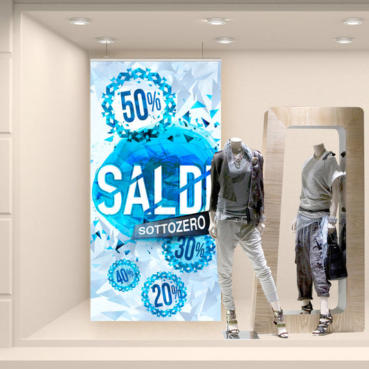 FONDALI SALDI INVERNALI 2X1 VETRINE WINTER SALE STOCK AFFARE FUORI TUTTO 50%