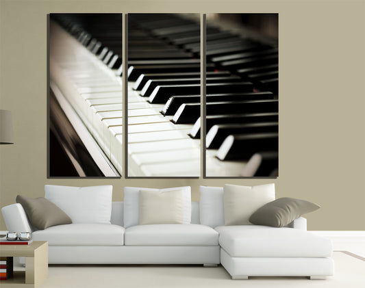 QUADRI MODERNI TELA ARTE 120X90 3PZ PIANOFORTE MUSIC CLASSICA NOTE MUSICALI