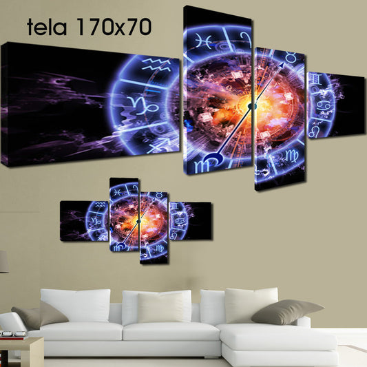 QUADRI MODERNI TELA 170X70 4PZ SEGNI ZODIACALI ASTRO ZODIACO FUOCO ACQUA TERRA