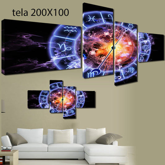 QUADRI MODERNI TELA 200x100 4pz SEGNI ZODIACALI ASTRO ZODIACO FUOCO ACQUA