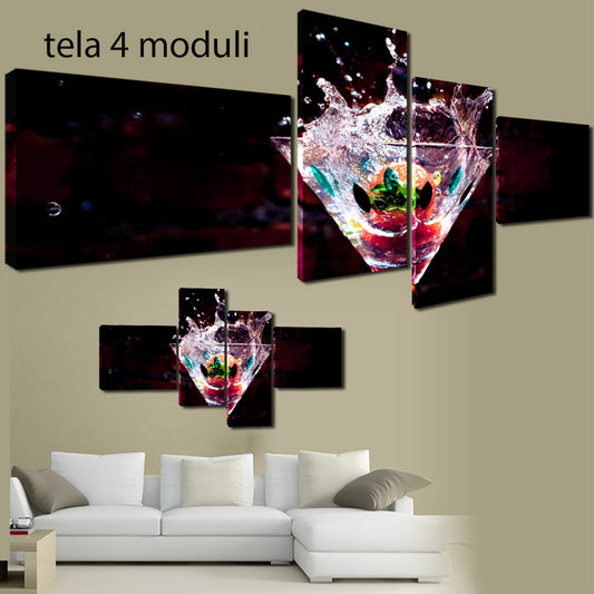 QUADRI MODERNI TELA 200x100 4pz BAR ARREDO PUB COCKTAIL CAPIROSKA ALCOLICO