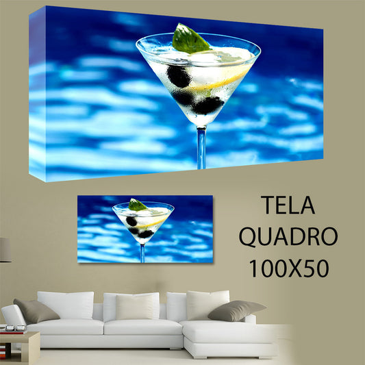 QUADRI MODERNI TELA 100X50   COCKTAIL ESTIVO VACANZA ESTATE ISOLA ARREDO MARE