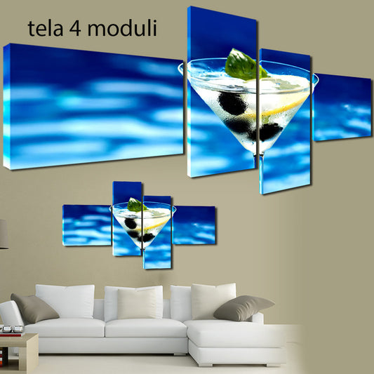 QUADRI MODERNI TELA 170X70 4PZ  COCKTAIL ESTIVO VACANZA ESTATE ISOLA ARREDO MARE