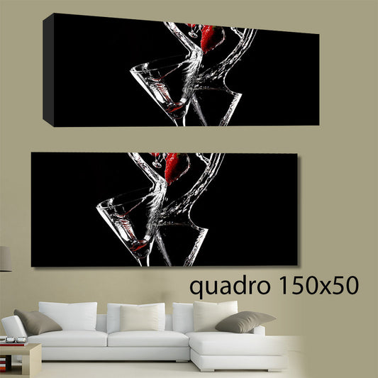 QUADRI MODERNI TELA 150X50 COCKTAIL ACQUA ARREDO BAR FRAGOLE PUB LOCALI