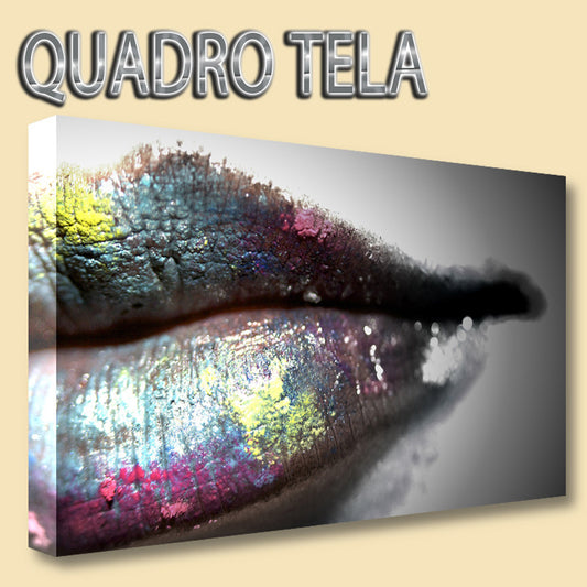 QUADRI MODERNI TELA 100X70 LABBRA LIPS WOMEN ARREDO CENTRO ESTETICO BENESSERE