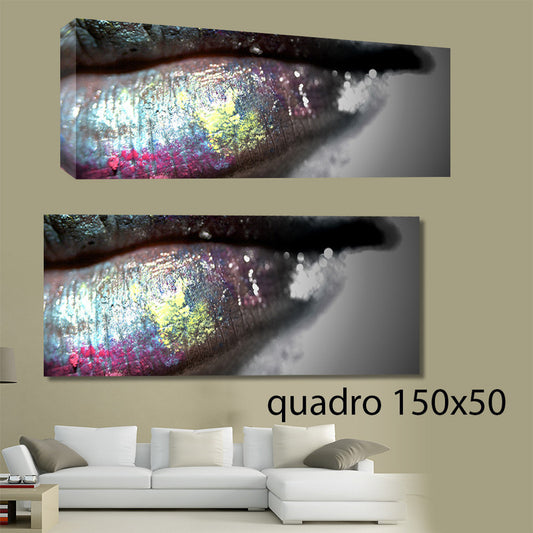 QUADRI MODERNI TELA 150X50 LABBRA LIPS WOMEN ARREDO CENTRO ESTETICO