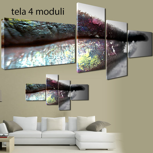 QUADRI MODERNI TELA 170X70 4PZ    LABBRA LIPS WOMEN ARREDO CENTRO ESTETICO