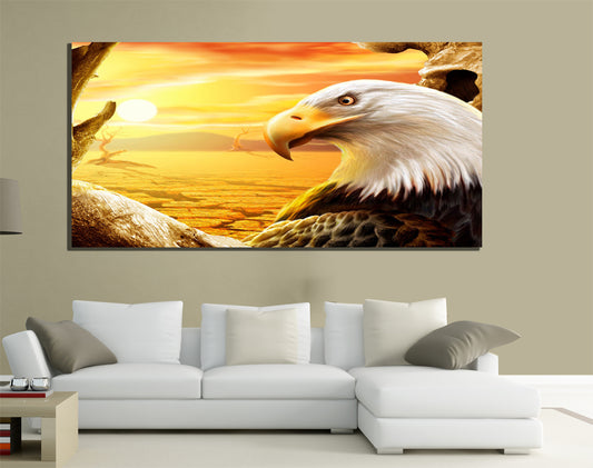 QUADRI MODERNI TELA 100X50   ANIMALI AQUILA EAGLE STATI UNITI LAZIO USA ANIMALIS