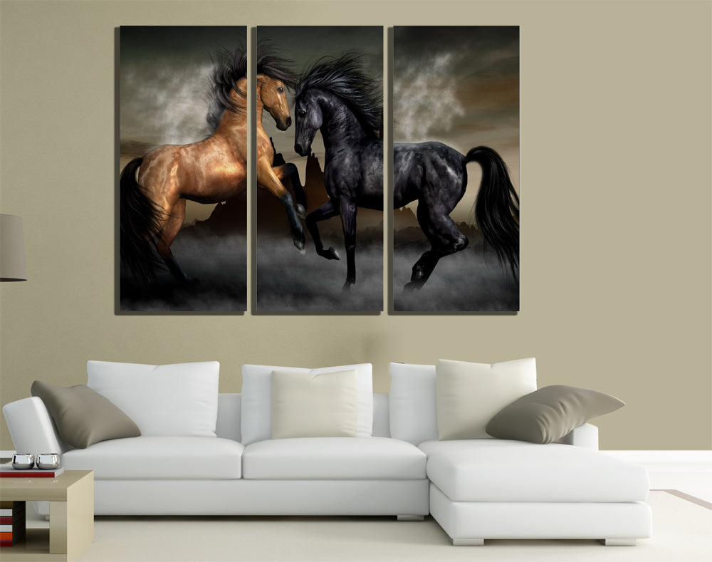 QUADRI MODERNI TELA ARTE 120X90 3PZ ANIMALI CAVALLI HORSE GALOPPO EQUITAZIONE