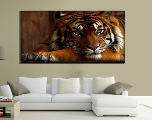 QUADRI MODERNI TELA 100X50 ANIMALI TIGRE TIGER FELINO TIGRATO ASIA BENGASI