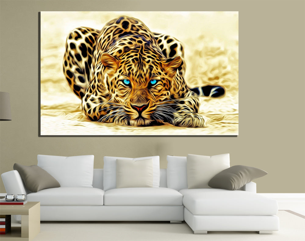 QUADRI MODERNI TELA XXL 200X125 LEOPARDO LEOPARD FELINO ARREDAMENTO ANIMALI