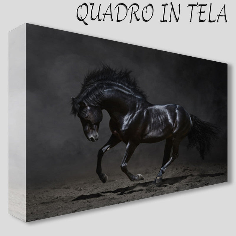 QUADRI MODERNI TELA XXL 200X125 CAVALLO BLACK CAVALLERIZZI SCUDERIA GALOPPO ARTE