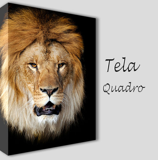 QUADRI MODERNI TELA 100X70 LEONE RE DELLA FORESTA LION ANIMALI ANIMALISTI ARREDO