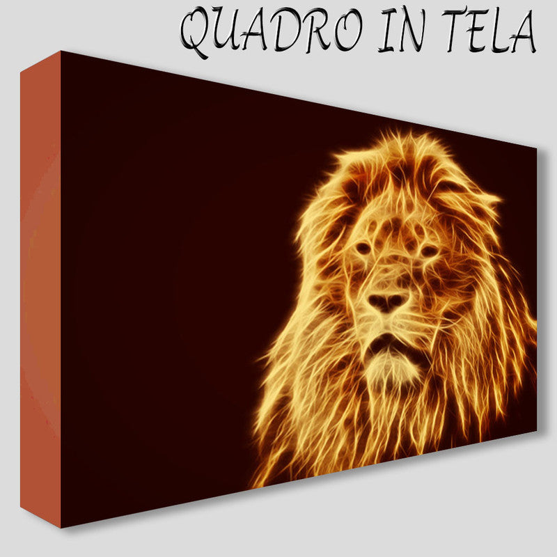 QUADRI MODERNI TELA XXL 200X125  LEONE RE DELLA FORESTA LION ANIMALI ARREDAMENTO