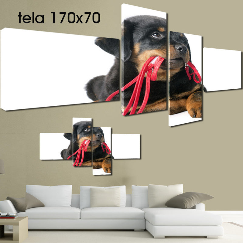 QUADRI MODERNI TELA 170X70 4PZ ANIMALE HOME CANE DOG MIGLIORE AMICO DELL'UOMO