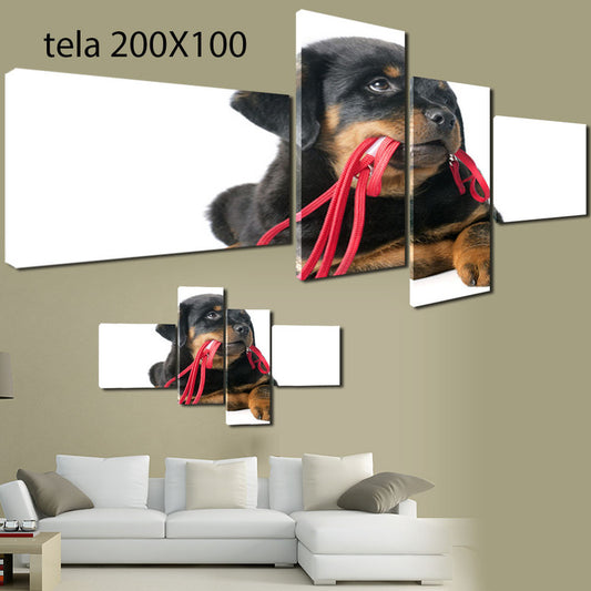 QUADRI MODERNI TELA 200x100 4pz ANIMALE HOME CASA CANE DOG MIGLIORE AMICO