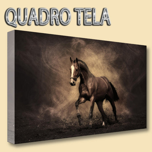 QUADRI MODERNI TELA XXL 200X125  CAVALLO MARRONE GALOPPO MANEGGIO ARTE ARREDO