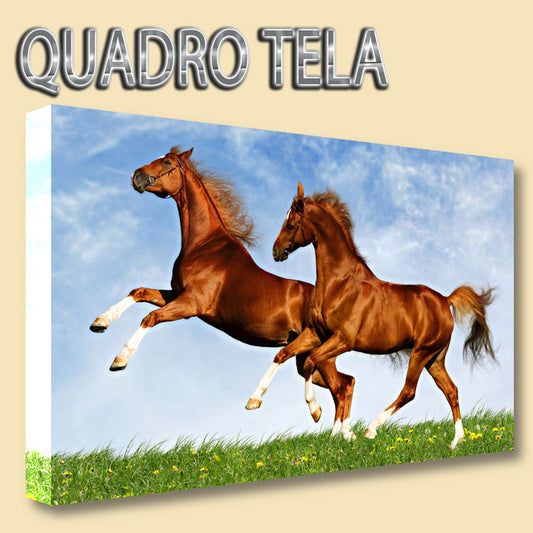 QUADRI MODERNI TELA XXL 200X125  NATURA VERDE ANIMALI CAVALLI HORSE ARTE ARREDO