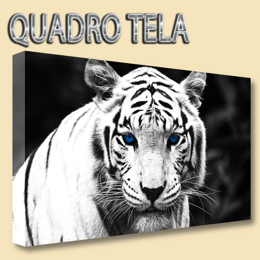 QUADRI MODERNI TELA 100X70 TIGRE PANTERA ANIMALI WHITE ARREDO CASA ARTE