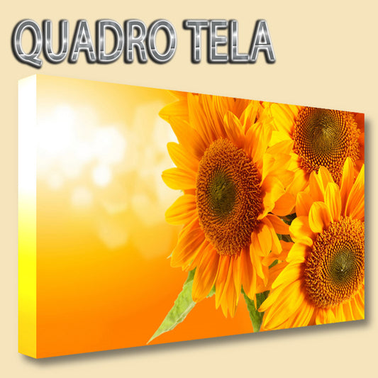 QUADRI MODERNI TELA 100X70  GIRASOLI TRAMONTO COLORI FIORI NATURA ARREDO