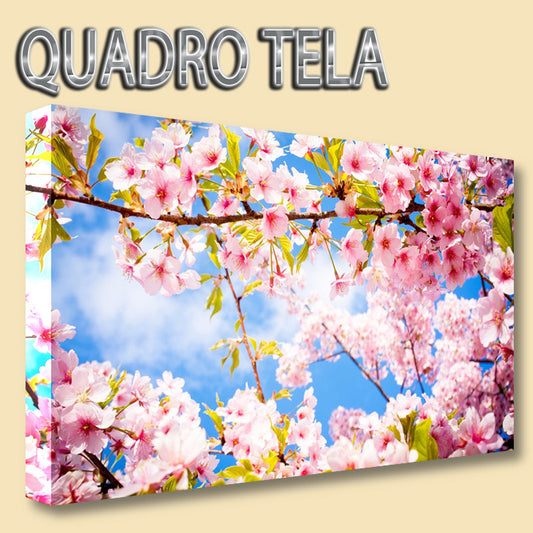 QUADRI MODERNI TELA 100X70  FIORI GELSOMINI ROSA NATURA BIANCO VERDE PRATO