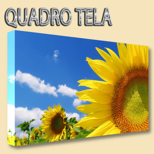 QUADRI MODERNI TELA 100X70  GIRASOLE FIORI NATURA CIELO PRATO FIORAIO ARREDO