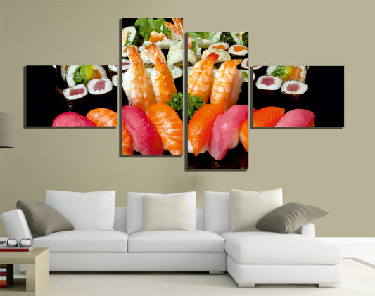 QUADRI MODERNI TELA 170X70 4pz ARTE ARREDO JAPANESE FOOD SUSHI ORIENTALE ORIENTE