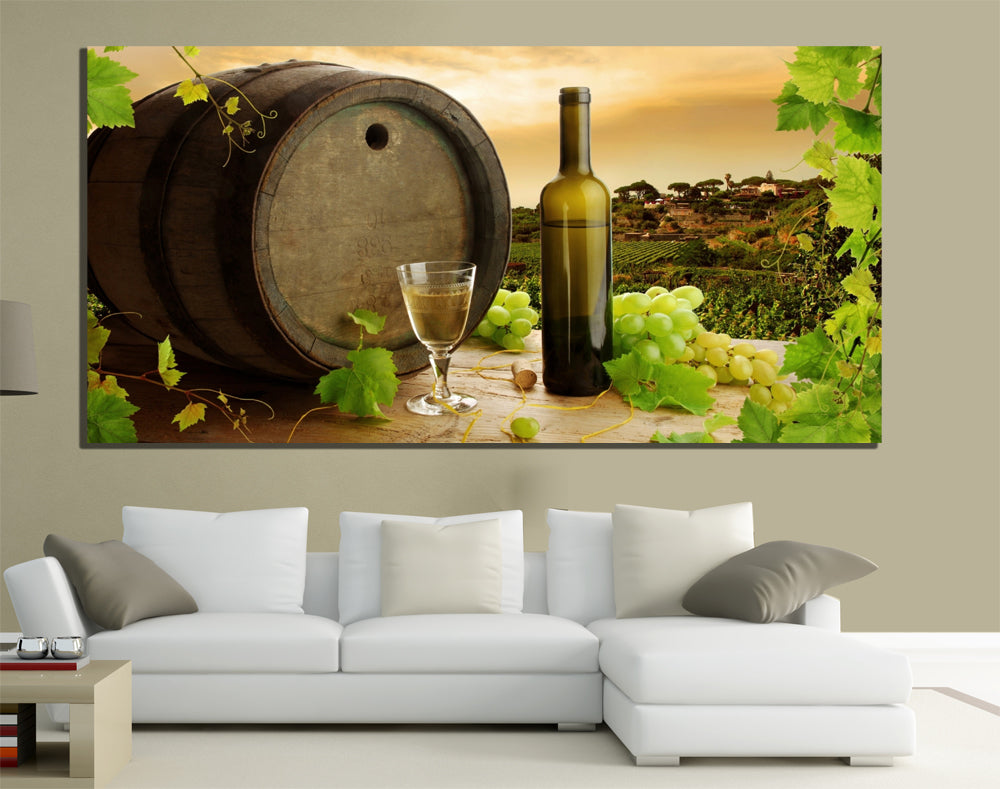 QUADRI MODERNI TELA 100X50 FOOD CIBO UVA VINO VIGNETI ARTE ARREDO ITALIAN FOOD