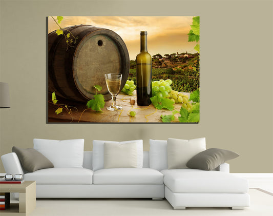 QUADRI MODERNI TELA 100X70 FOOD CIBO UVA VINO VIGNETI ARTE ARREDO ITALIAN FOOD