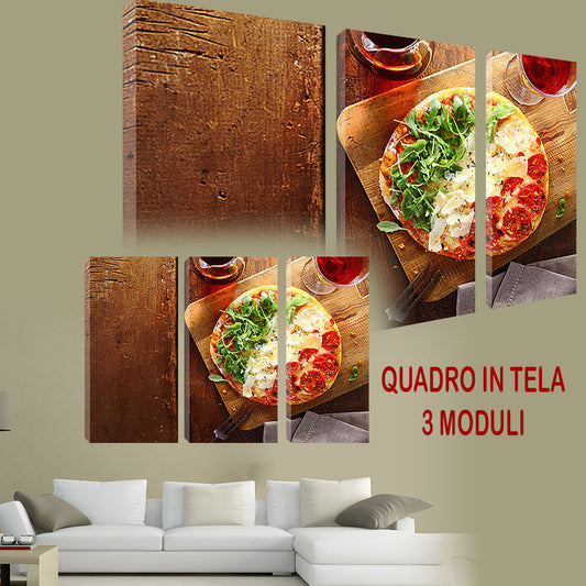 QUADRI MODERNI TELA ARTE 120X90 3PZ FOOD PIZZA NAPOLETANA ITALIAN PIZZERIA