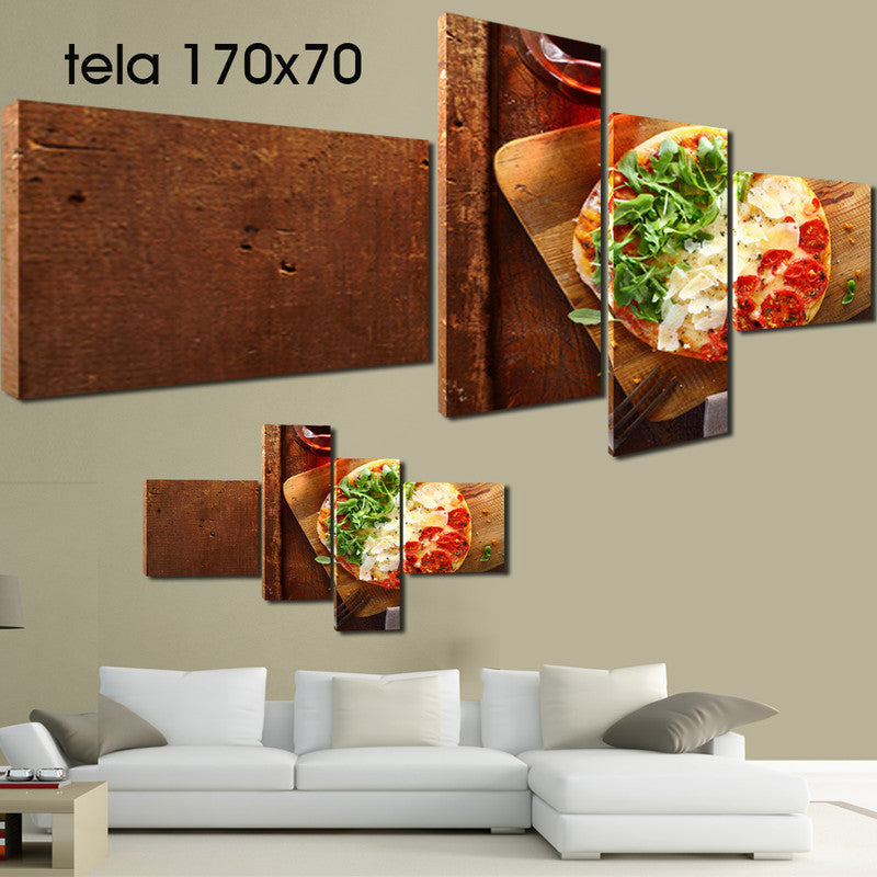 QUADRI MODERNI TELA 170X70 4PZ  FOOD PIZZA NAPOLETANA ITALIAN PIZZERIA MANGIARE