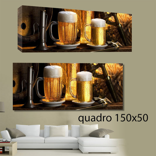 QUADRI MODERNI TELA 150X50 BIRRA PUB BAR BIRRERIA ARREDO PERONI BECKS