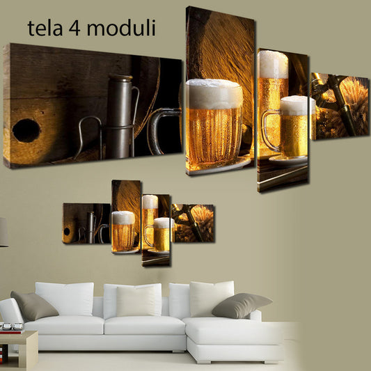 QUADRI MODERNI TELA 200x100 4pz  BIRRA PUB BAR BIRRERIA ARREDO PERONI BECKS