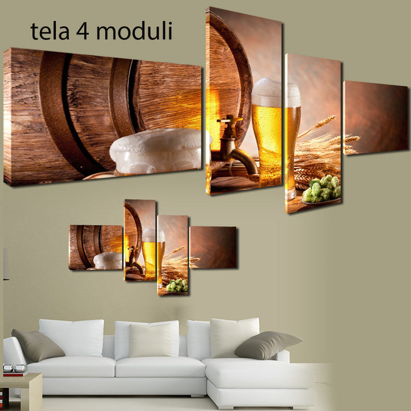 QUADRI MODERNI TELA 170X70 4PZ APERITIVO FOOD BIRRA STUZZICHERIA PUB ARREDO BAR