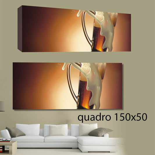 QUADRI MODERNI TELA 150X50 BIRRA BIONDA BIRRA ROSSA MORA GUINNES CORONA