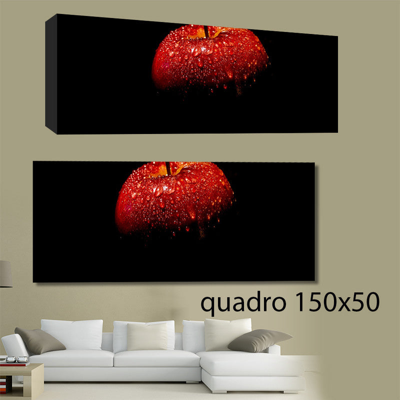 QUADRI MODERNI TELA 150X50 FRUTTA MELA APPLE ASTRATTO FOOD FRUTTIVENDOLO