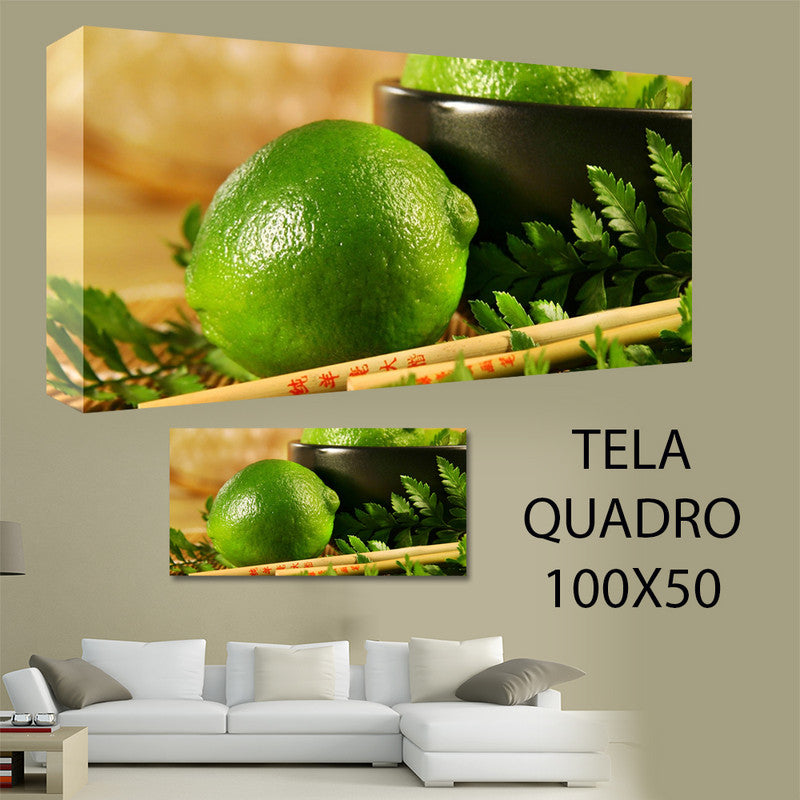 QUADRI MODERNI TELA 100X50 FRUTTA ESOTICA AGRUMI LIMONI FRUTTIVENDOLO FOOD