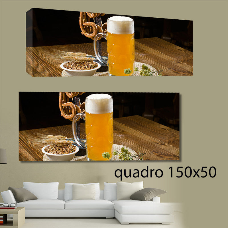 QUADRI MODERNI TELA 150X50  BIRRA BIONDA BIRRERIA PUGLIA STUZZICHERIA TARALLI