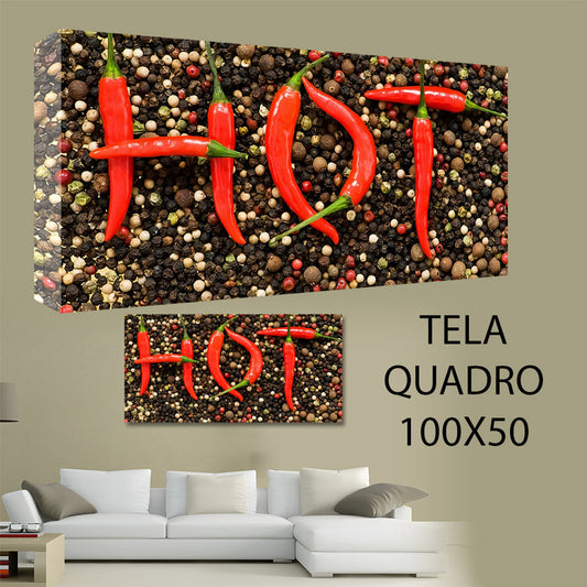 QUADRI MODERNI TELA 100X50 PEPERONCINO HOT CALABRIA MESSICO CHILI ARREDO