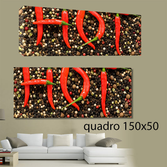 QUADRI MODERNI TELA 150X50 PEPERONCINO HOT CALABRIA MESSICO CHILI ARREDO