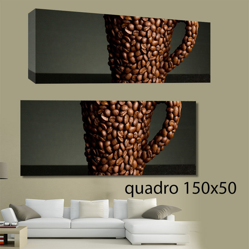 QUADRI MODERNI TELA 150X50 FOOD CAFFE' NAPOLETANO CHICCHI BAR CAFFETTERIA